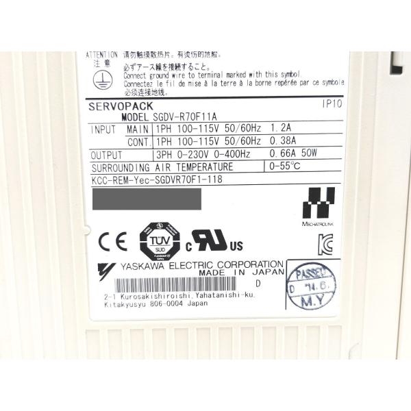 SGDV-R70F11A 安川電機 中古 電機 Σシリーズ サーボアンプ